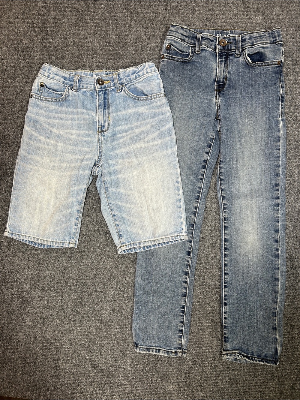 Place Bundle Light Blue Denim Shorts & Straight Leg Jeans Youth Size 8